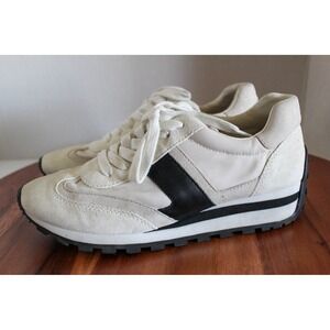 Lauren Ralph Lauren Sneakers Womens 7 White Black  Suede Lace Up Shoes Dani